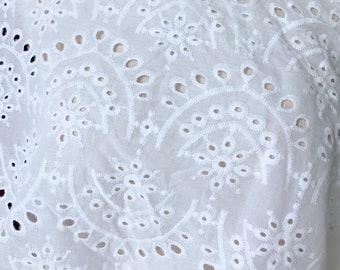 Eyelet Fabric by the Yard, 100% Cotton Lace Fabric, off White