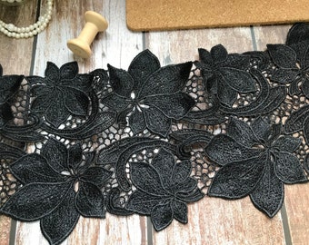 Black Guipure Lace Trim for Skirts, Burlesque, Millinery, Gothic, Costume Design