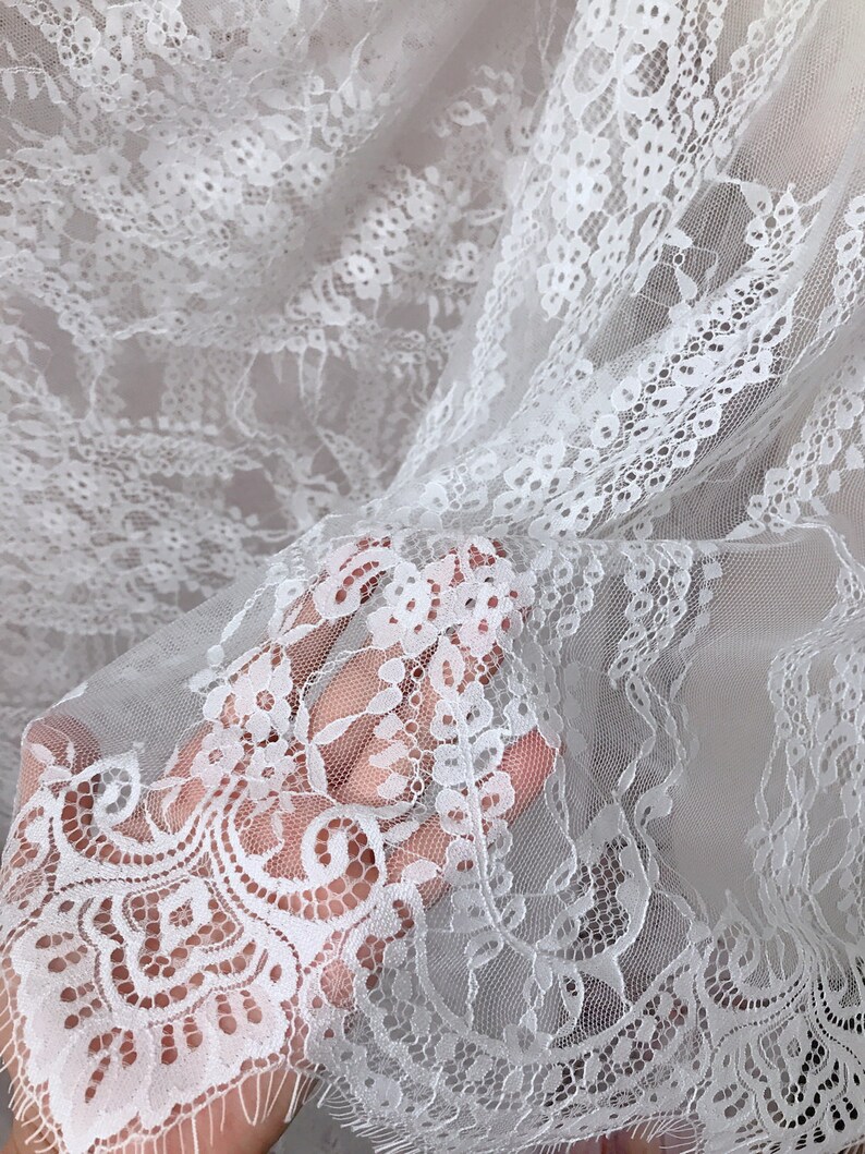 Off White Chantilly Lace French Lace Fabric for Bridal Dress - Etsy