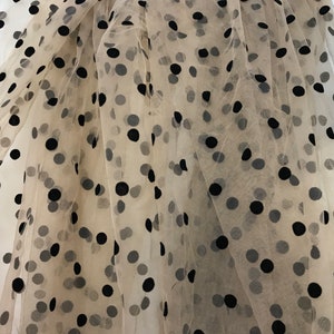 Black / Off white Polka Dot Fabric, Tulle Lace Fabric, Retro Polka Dot Illusion Fabric, Prom Dress or Summer Dress