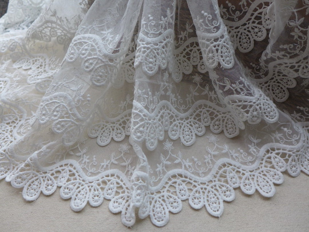 Retro Embroidered Lace off White Layers Cotton Lace Trim - Etsy