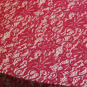Green Stretch Fabric, 59" wide Elastic Lace Fabric, Evening Dress Lace Fabric #7 Wine red