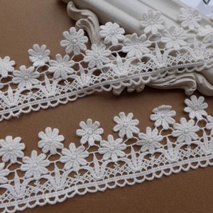2Yards White Cotton Fabric Embroidery Crochet Lace Trim Bridal Weddings Doll Dress Costumes Lace Trim