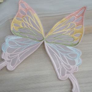 Fjärilsapplikation, organza fjärilsspets, regnbågsfärgad fjärilssömnadslapp, pärlfärgad fjärilsblommaapplikation