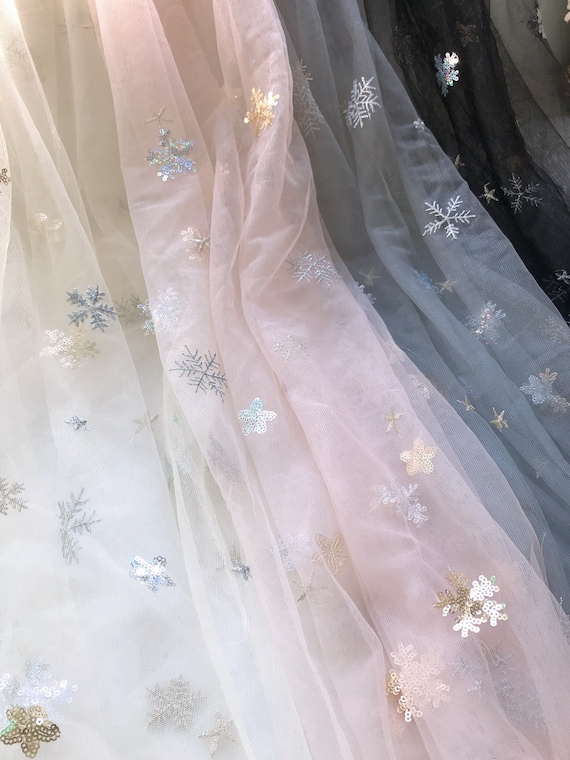 Beautiful Snowflake Lace Fabric Sequins Fabric Soft Sheer Etsy