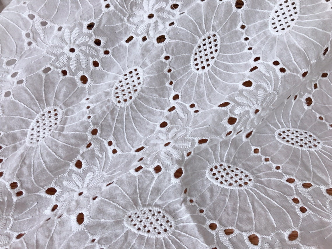 Cotton Fabric off White Eyelet Fabric by the Yard Eyelet Etsy