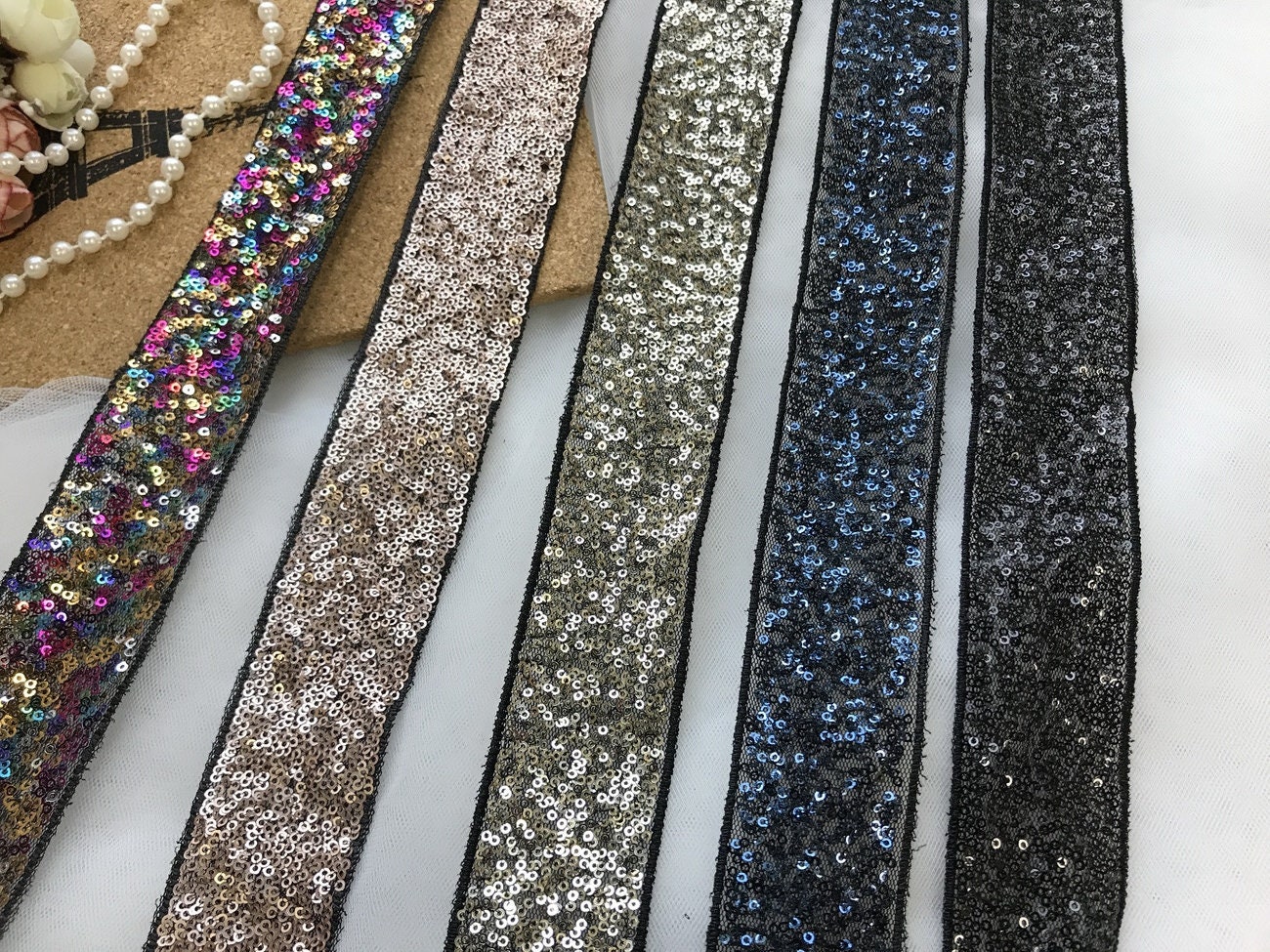 Sparkling Sequins Trims Ribbon for Headbands Gift Wrap | Etsy
