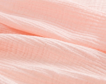 Tela de muselina rosa, tela de muselina de gasa de doble capa, tela de crepé 100 % algodón, tela infantil, tela de costura