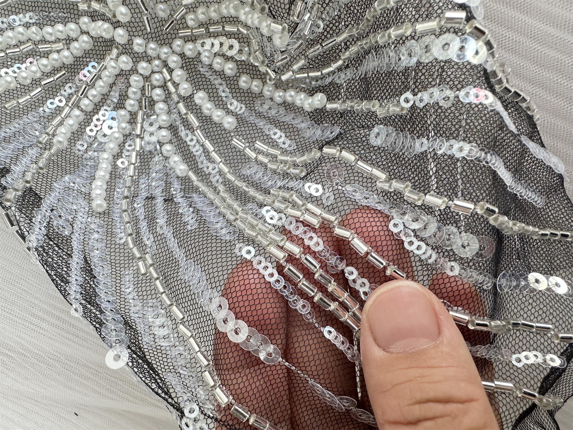 Beaded Applique, Gold With Clear Sequin Firework Patch Applique ...