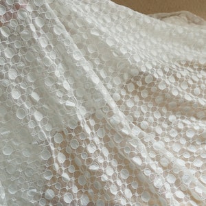 Soft Stretch Fabric, Off white Circle Design Elastic Lace Fabric for Camisole lingerie, Dresses