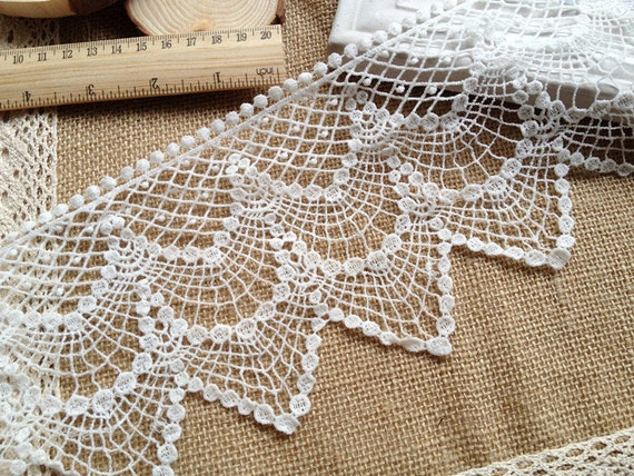 Cotton Lace Trim Vintage Crochet Lace off White Hollowed Out Lace Trim 4.52  Inches Wide 1 Yard -  Canada