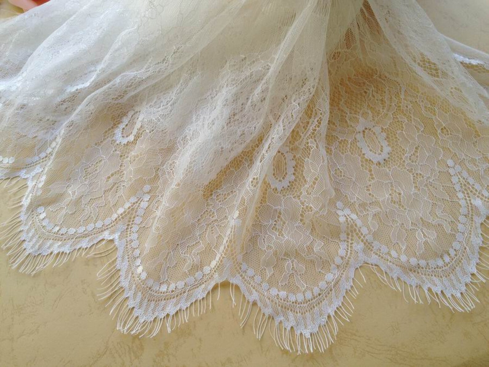 White Wedding Fabric Retro Eyelash Floral Lace Fabric Etsy