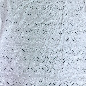 Eyelet fabric by the yard, 100% cotton lace fabric, off white scalloped fabric, retro style eyelet trim fabric image 8