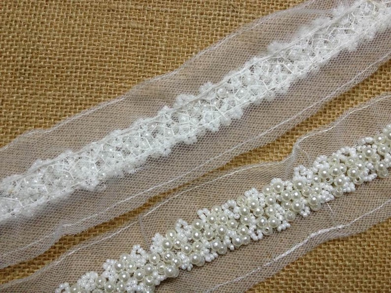 Pearl Beads Lace Trim in Ivory for Wedding Bridal Sash Etsy