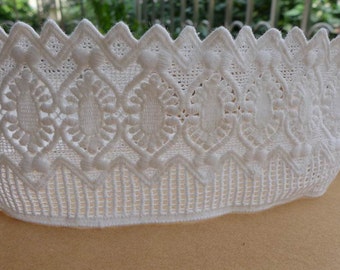 Retro White Cotton Lace Trim 3.34" for Bridal, Quilt, Sewing, Crafting Lace, Costume design