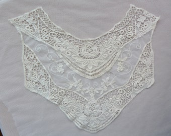 Beige lace collar, cotton lace collar, vintage style lace collar applique