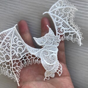 Black / Off White Lace Bat Guipure Embroidered Lace Applique for Halloween Decoration, Wall Accent, Cosplay Costume Sewing Supplies image 11