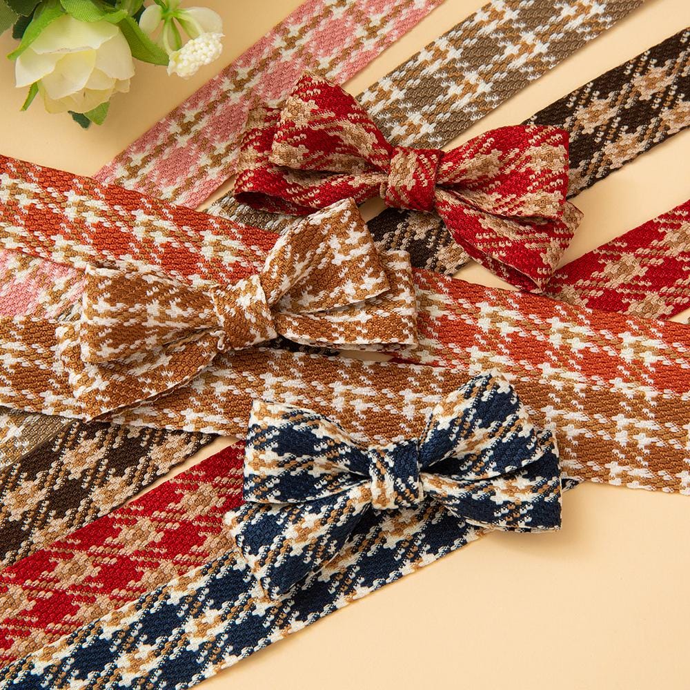 Houndstooth Pattern Woven Ribbon for Hair Bow, Hat and Flower