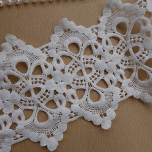 Cotton Lace Trim, Off White Crochet Cotton Lace, Retro Hollowed-out Lace Trim 4.17&quot; wide Lace one yard