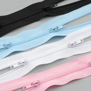 Fermeture éclair lisse à séparation double sens, longue fermeture éclair en nylon bleu/noir/blanc/rose pour sacs à bagages, tentes d'extérieur, accessoires vestimentaires pour enfants