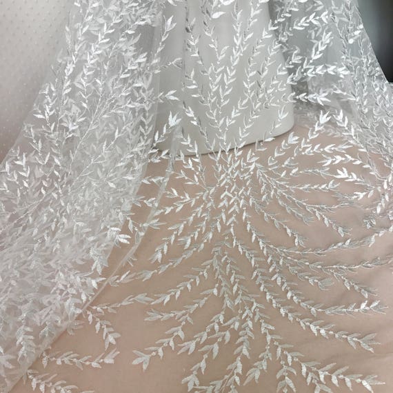 Branch Leaves Bridal Fabric Lace Dress Ivory Embroidered Lace - Etsy