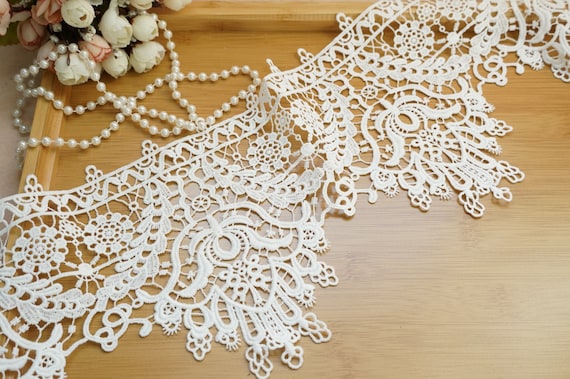 Evening Bridal Dress Lace Edging Embroidery Guipure Flowers Plant Costume Ribbon