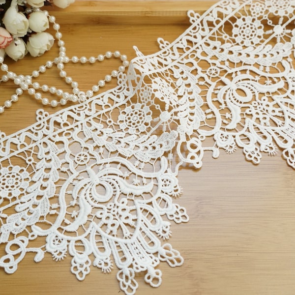 Vintage Style White Venice Guipure Lace Trim for Wedding Dress Veils or Home Decorative Tablecloth
