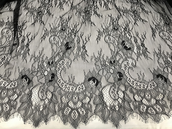 Victorian Design Corded Lace - Black
