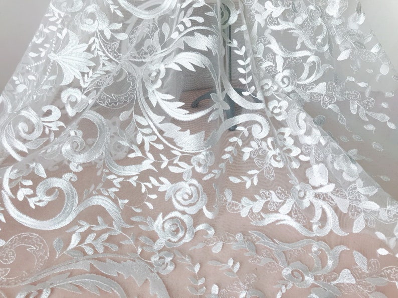 Retro Wedding Lace, Ivory Embroidery Fabric, Soft Tulle Fabric, Retro Wedding Lace, Ivory Embroidery Fabric, Soft Tulle Fabric,