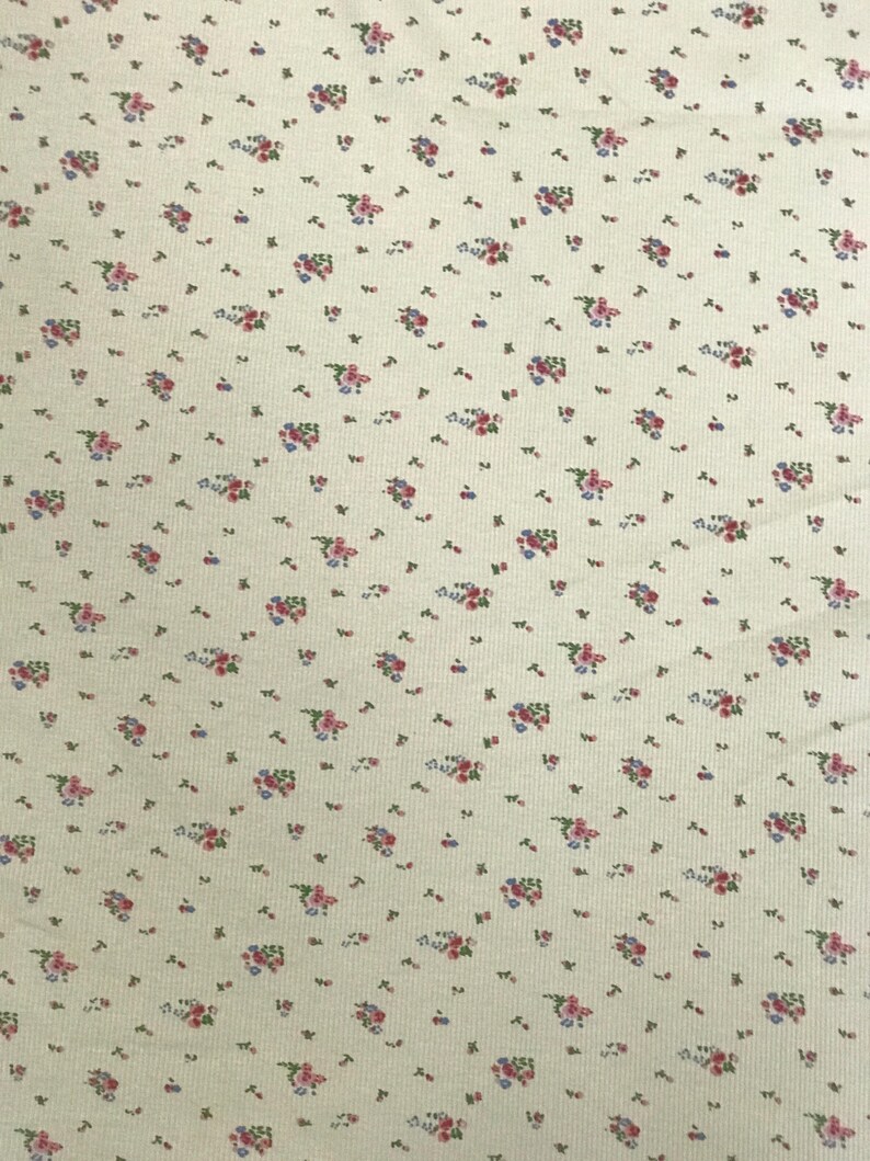 Tessuto a maglia elasticizzato con coste in spandex di cotone floreale vintage, tessuto per magliette e abiti lunghi con motivo a rose, tessuto per tappezzeria, tagliato su misura immagine 11