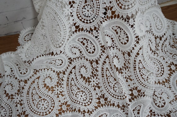 Off White Guipure Lace Paisley Fabric for Bridal Dress - Etsy