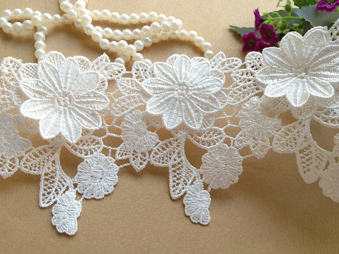 White Luxury Wedding Lace Trim Embroidery Lace Bridal Lace - Etsy