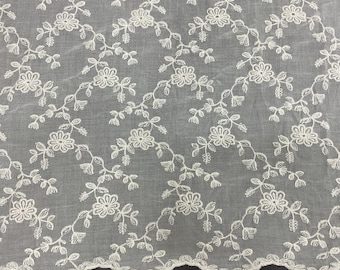 Light Apricot Cotton Embroidered Floral Fabric, Formal Dress, Home Textile, Blouse Clothing Accessory Fabric