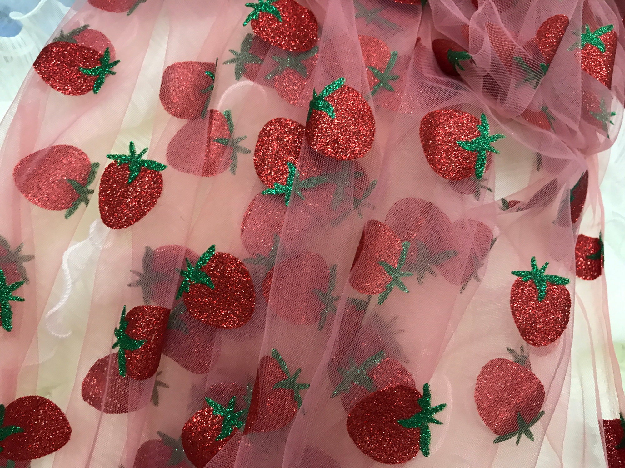 glitter strawberry tulle