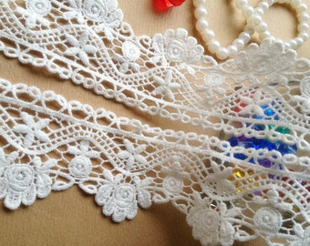 2 yards Cotton Venice Lace Scalloped Trim for Bags and Purse Star Lace Supplies