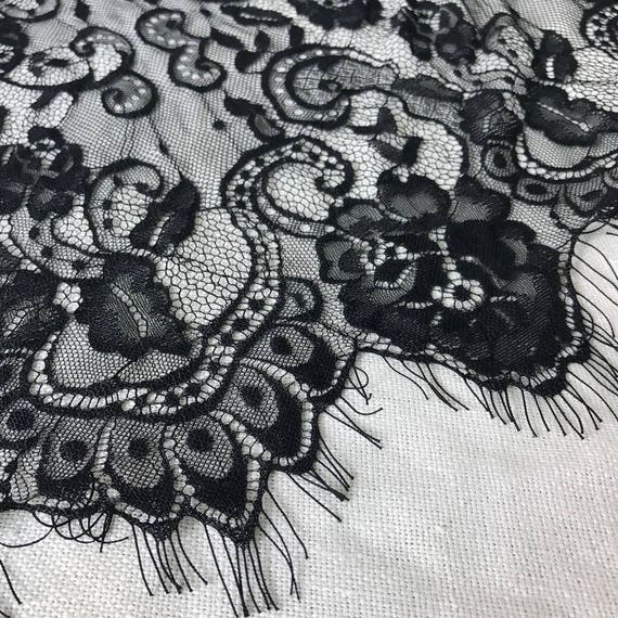 Chantilly Lace, Black Eyelash Lace Trim, Delicate Scalloped Edges Lace, 3  Yards -  Canada