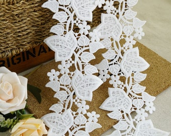 Dentelle de Venise blanc cassé feuilles bordures florales 2 mètres pour jupes, bandeaux, jarretières en dentelle, rideaux