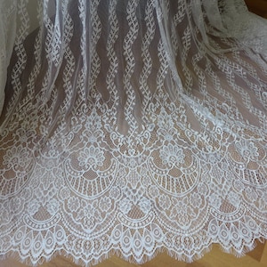 Special Wedding Fabric Scalloped Edges Wave Design in White for Bridal Gown, Occasion, Bridesmaid, Party Dress