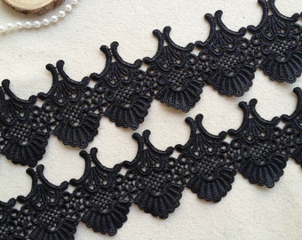 Gorgeous Black Venise Lace Trim Vintage Victorian Lace For Black Bridal, Millinery Design, Costume, Home Décor