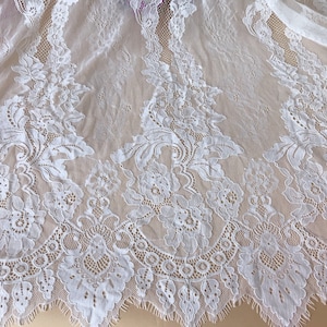 Elegant Floral French Lace Fabric Chantilly Bridal Lace Fabric Wedding Gown Veil Evening Dress Lace Robes Fabric