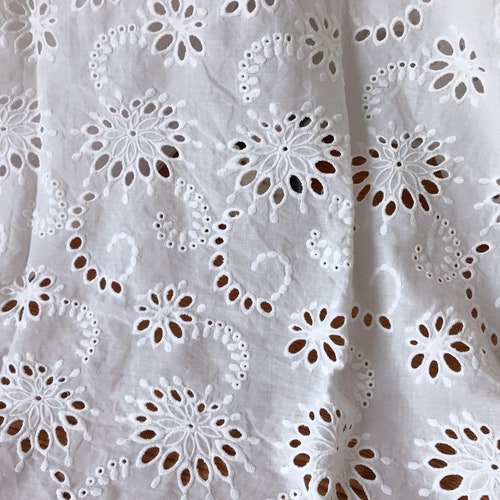 Eyelet Fabric by the Yard 100% Cotton Lace Fabric off White | Etsy