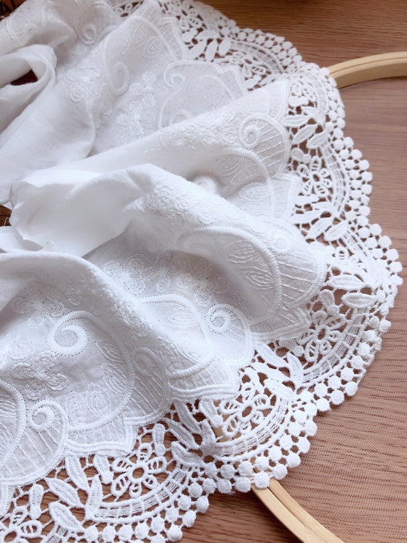 Off White Cotton Scalloped Lace For Boho Dress Lace Curtains Etsy
