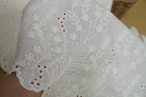 Nastro In Pizzo Di Cotone Bianco Crema - 7,8m X 7,9cm - Con Occhielli - Per Cucito E Decorazioni