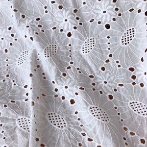 Cotton Fabric, off White Eyelet Fabric by the Yard, Eyelet Embroidered ...