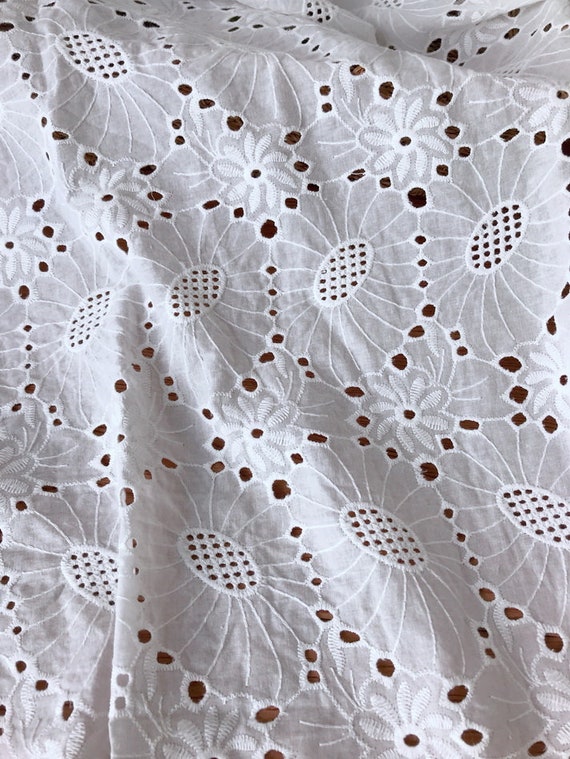 Cotton Fabric, off White Eyelet Fabric by the Yard, Eyelet Embroidered  Dress Lace Fabric, Cotton Eyelet Fabric -  Canada