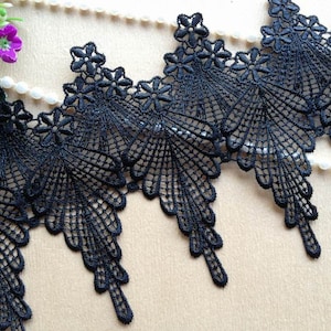 Retro Lace Trim, Chic Venise Feather Lace, Black Lace Trim, Embroidery Dress Fabric