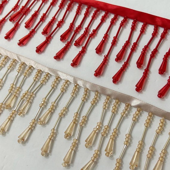 1 Meter Kristall Perlen Fransen Borte DIY Vorhang Kostüm Rand