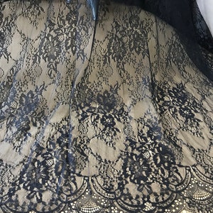 Black French Chantilly Lace Fabric Elegant Floral Dress Fabric Soft ...