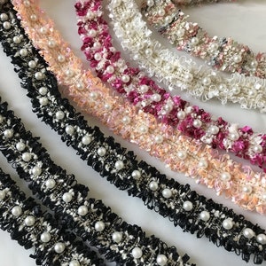 Crochet Lace with Pearls Trimming for Dresses, Collar, Cuffs, Jacket