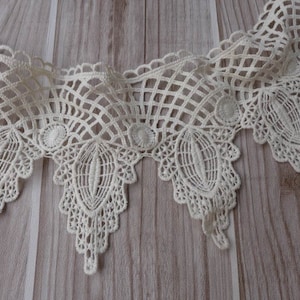 Retro Lace Trim, Chic Cotton Feather Lace, Cream Lace Trim, Crochet Dress Fabric